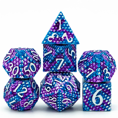 Dragon Scale: Ice - Metal RPG Dice Set Metal Dice Foam Brain Games