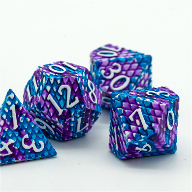 Dragon Scale: Ice - Metal RPG Dice Set Metal Dice Foam Brain Games