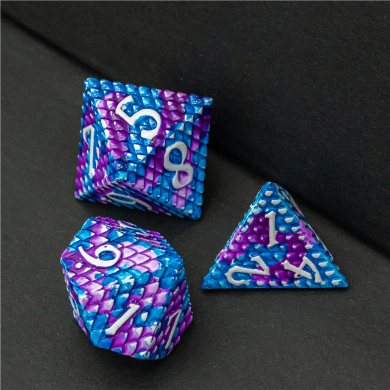 Dragon Scale: Ice - Metal RPG Dice Set Metal Dice Foam Brain Games