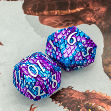 Dragon Scale: Ice - Metal RPG Dice Set Metal Dice Foam Brain Games