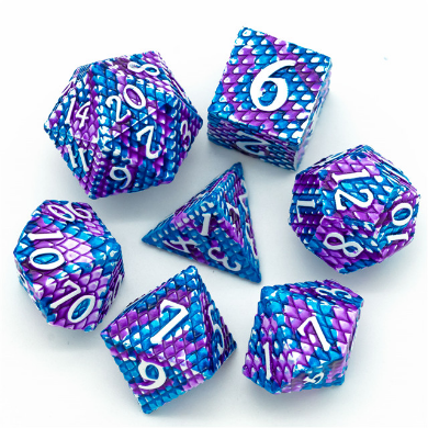 Dragon Scale: Ice - Metal RPG Dice Set Metal Dice Foam Brain Games