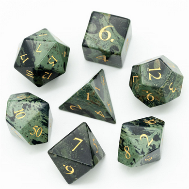 Kambaba Jasper - Engraved with Gold Stone Dice Foam Brain Games