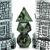 Kambaba Jasper - Engraved with Gold Stone Dice Foam Brain Games