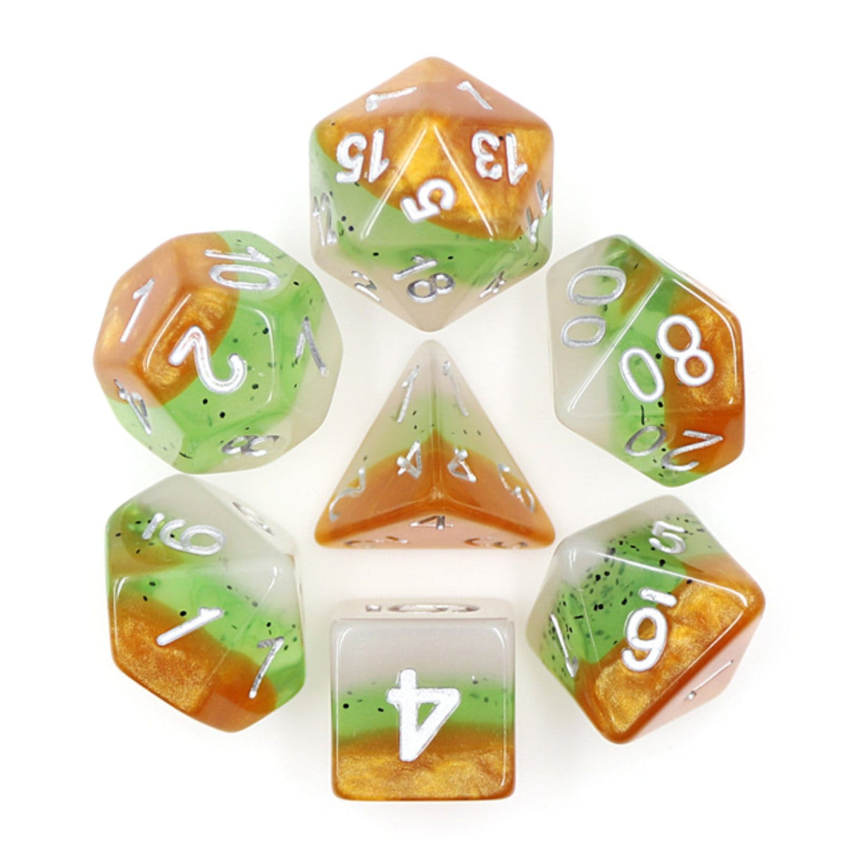 Kiwi Fruit RPG Dice Set Plastic Dice Foam Brain Games