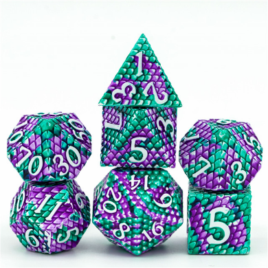 Dragon Scale: Lagoon - Metal RPG Dice Set Metal Dice Foam Brain Games