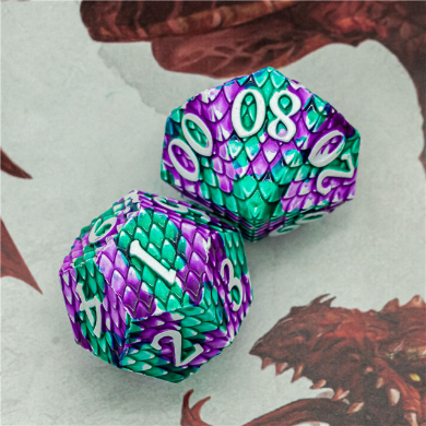 Dragon Scale: Lagoon - Metal RPG Dice Set Metal Dice Foam Brain Games