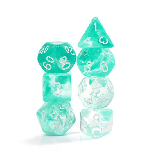 Lake Teal RPG Dice Set Plastic Dice Foam Brain Games