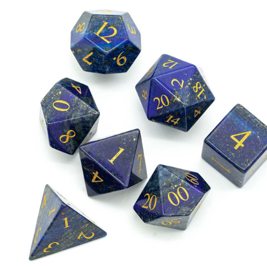 Lapis Lazuli - Gemstone Engraved with Gold Stone Dice Foam Brain Games