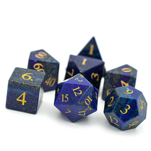 Lapis Lazuli - Gemstone Engraved with Gold Stone Dice Foam Brain Games