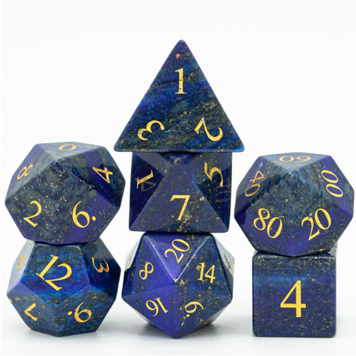 Lapis Lazuli - Gemstone Engraved with Gold Stone Dice Foam Brain Games