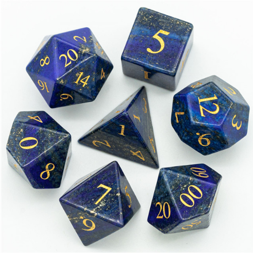 Lapis Lazuli - Gemstone Engraved with Gold Stone Dice Foam Brain Games