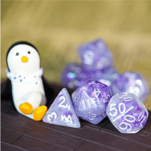 Lavender Butterfly RPG Dice Set Plastic Dice Foam Brain Games