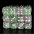 12 piece Pip D6s - Lavender Lilacs Plastic Dice Foam Brain Games