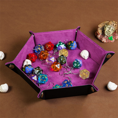 Leatherette & Velvet Dice Tray (Magenta Hex) Dice Tray Foam Brain Games