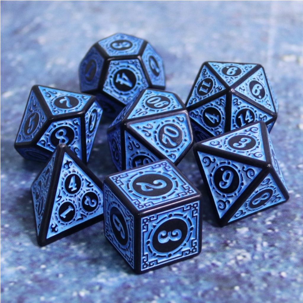 Magic Flame - Blue RPG Dice Set Plastic Dice Foam Brain Games