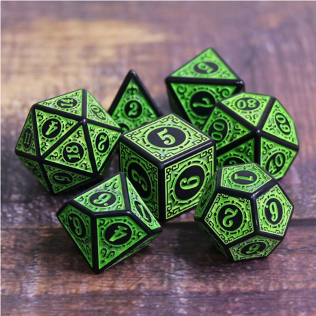 Magic Flame - Green RPG Dice Set Plastic Dice Foam Brain Games