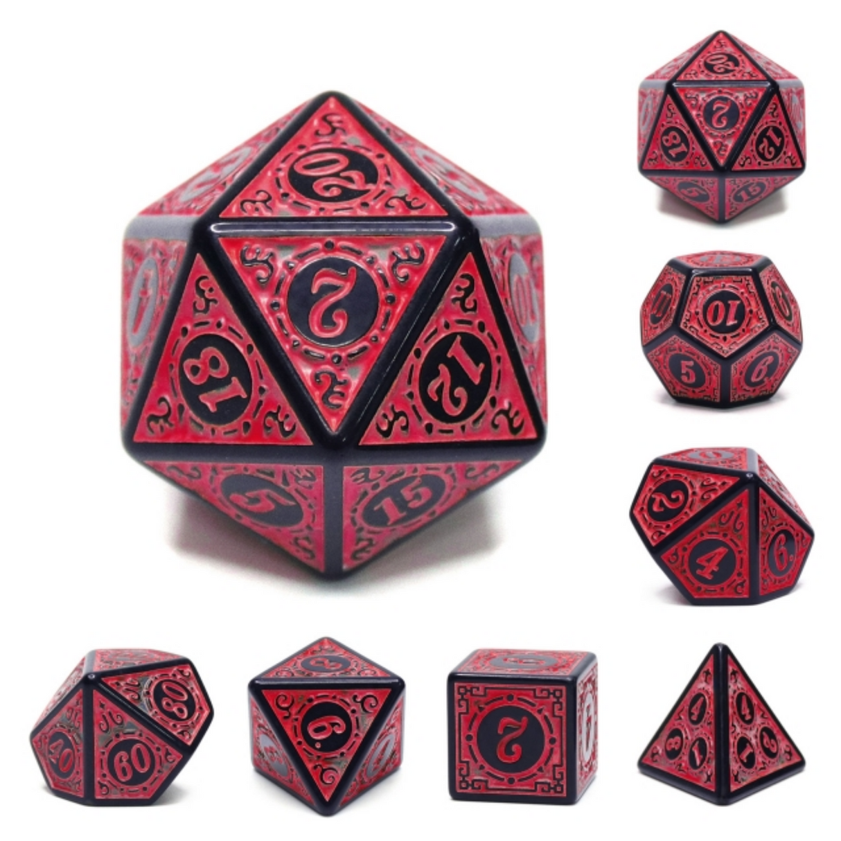 Magic Flame - Red RPG Dice Set Plastic Dice Foam Brain Games