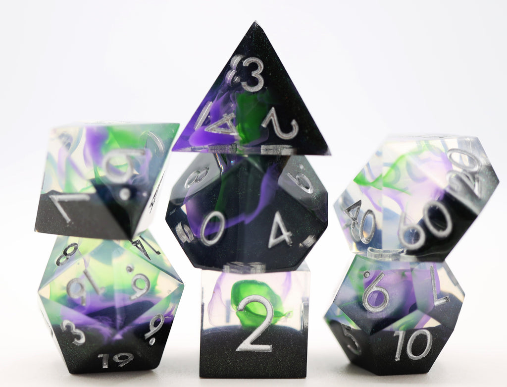 Sharp Edge Resin RPG Dice Set - Magic Trick Plastic Dice Foam Brain Games