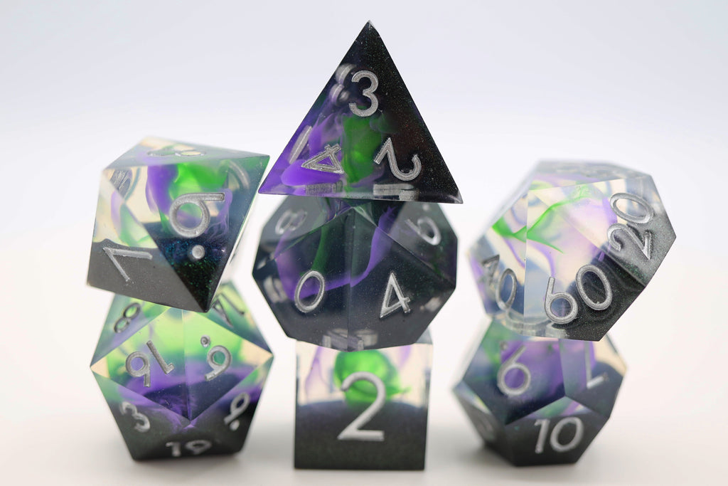 Sharp Edge Resin RPG Dice Set - Magic Trick Plastic Dice Foam Brain Games