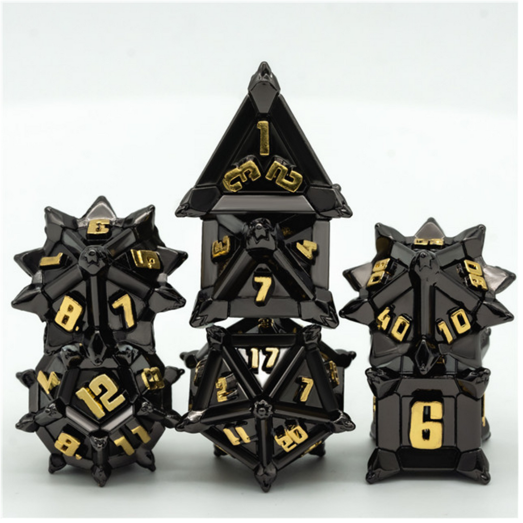 Warrior's Flail: Medieval - Metal RPG Dice Set Metal Dice Foam Brain Games