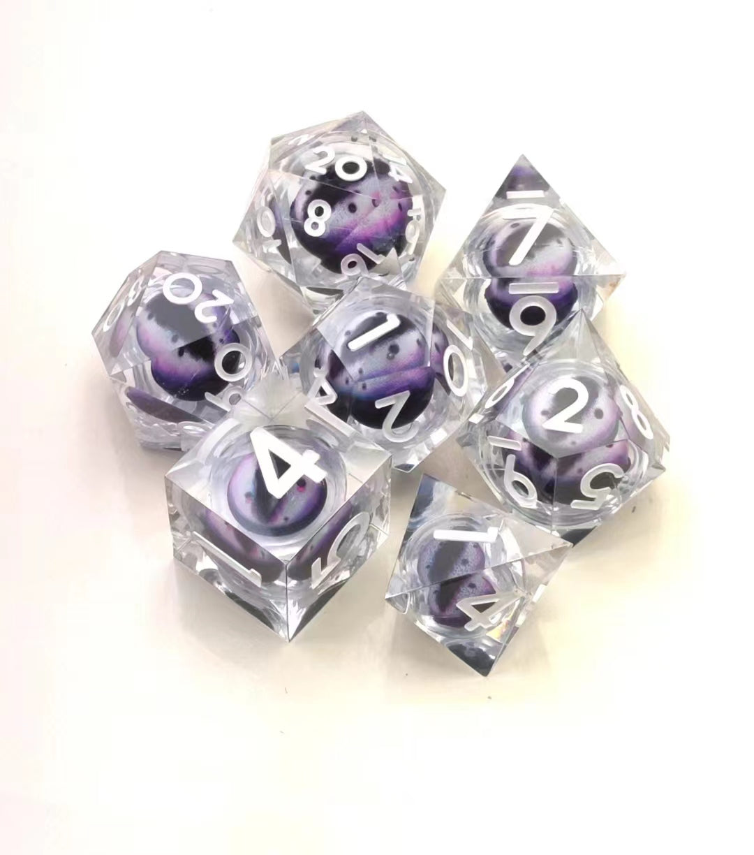 Sharp Edge Moving Eye RPG Dice Set - Medusa's Gaze Plastic Dice Foam Brain Games