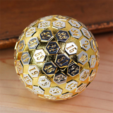 45mm Metal D100 - Gold & Silver Metal Dice Foam Brain Games