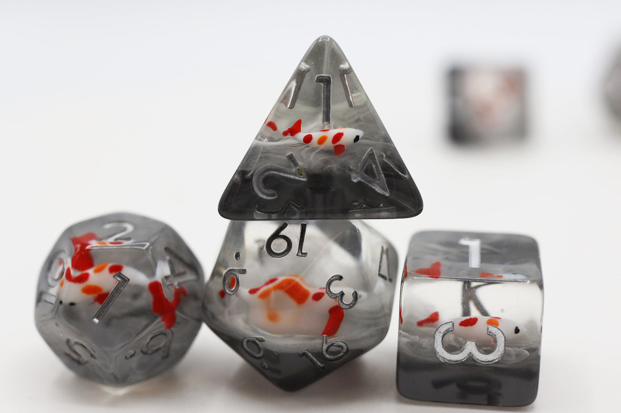 Misty Water Koi RPG Dice Set Plastic Dice Foam Brain Games