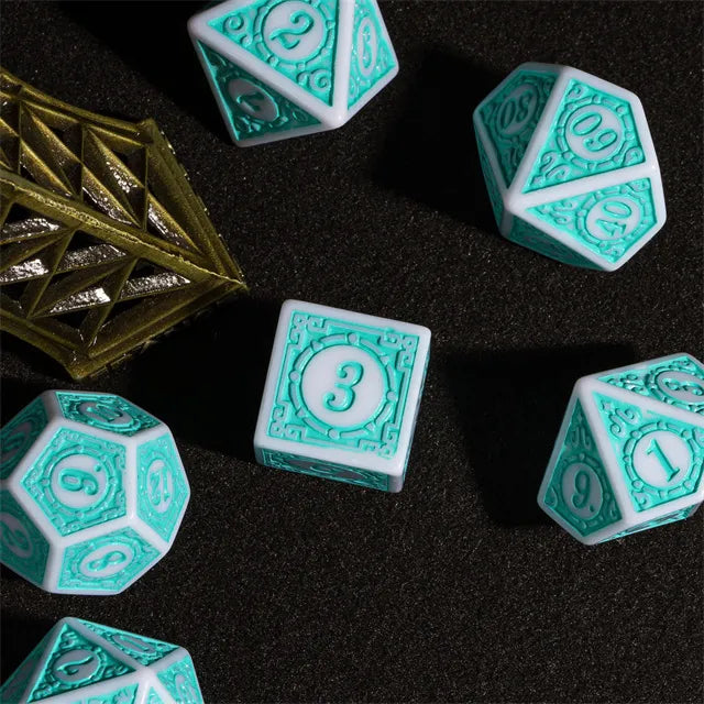 Motif: Azure Dreams RPG Dice Set Plastic Dice Foam Brain Games