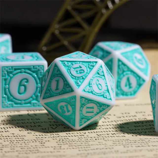 Motif: Azure Dreams RPG Dice Set Plastic Dice Foam Brain Games