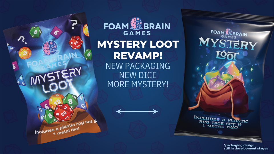 Mystery Loot: Plastic RPG & Metal D20 Mystery Loot Foam Brain Games - Wholesale Only