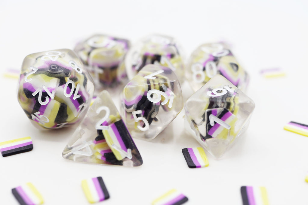 Nonbinary Flag RPG Dice Set Plastic Dice Foam Brain Games