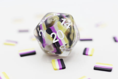 Nonbinary Flag RPG Dice Set Plastic Dice Foam Brain Games