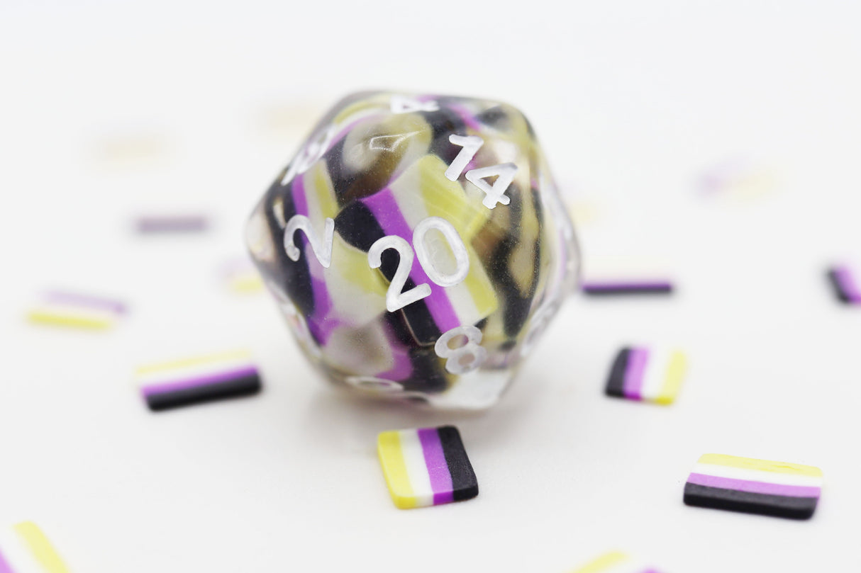 Pride Flag Single D20 Plastic Dice Foam Brain Games