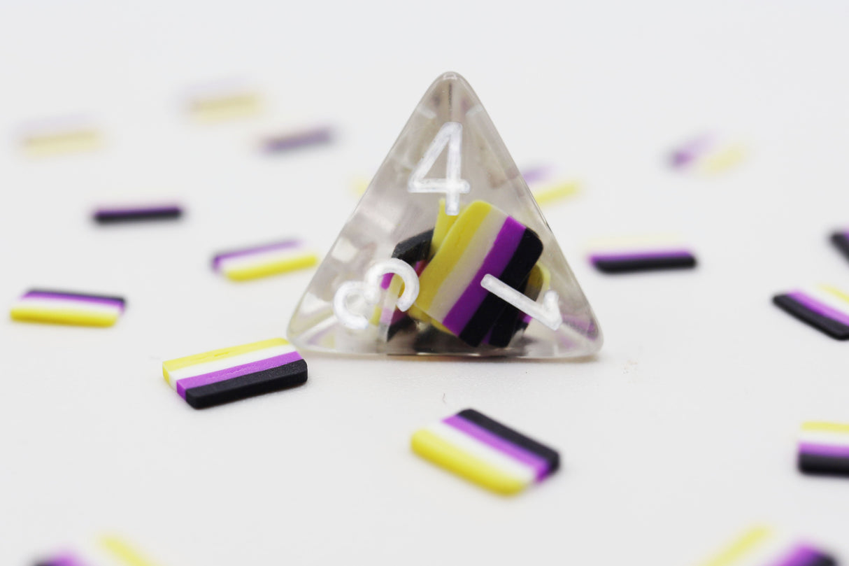 Nonbinary Flag RPG Dice Set Plastic Dice Foam Brain Games