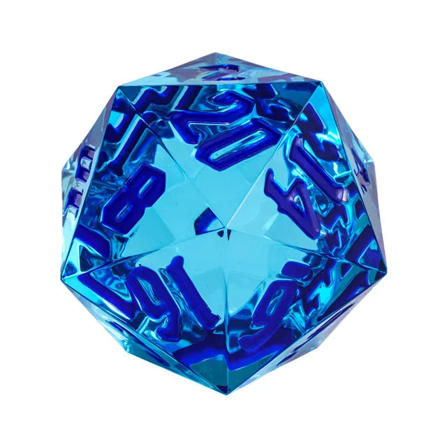 55mm Titan D20 - Sharp Edge Nautical Clear Sight Plastic Dice Foam Brain Games