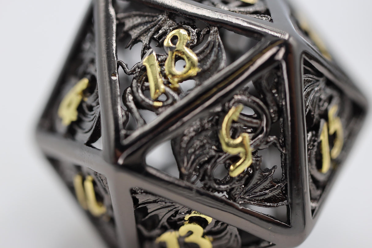 Dragon Essence: Night - Hollow Metal RPG Dice Set Metal Dice Foam Brain Games