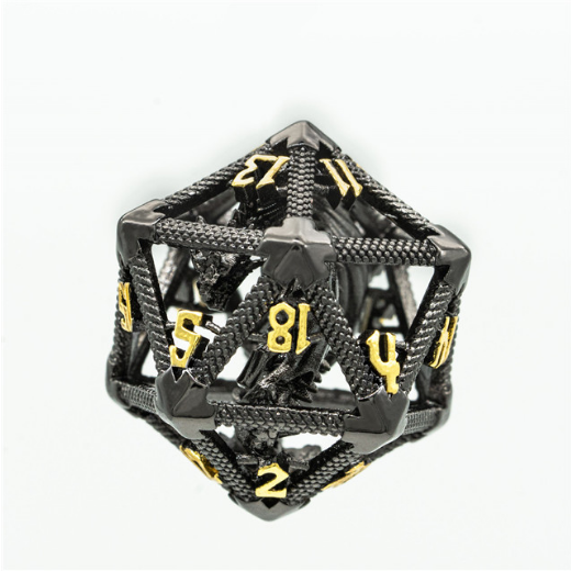 Hollow Dragon Keep D20 - Night Metal Dice Foam Brain Games