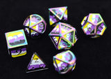 Nonbinary Pride Flag - Metal RPG Dice Set Metal Dice Foam Brain Games