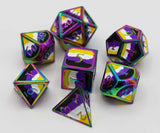 Nonbinary Pride Flag - Metal RPG Dice Set Metal Dice Foam Brain Games