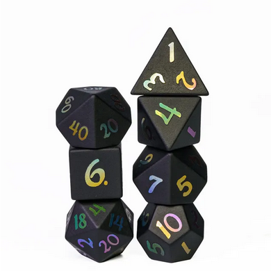 Obsidian - Gemstone with Rainbow Font Stone Dice Foam Brain Games