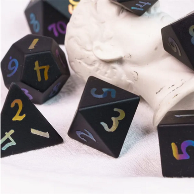 Obsidian - Gemstone with Rainbow Font Stone Dice Foam Brain Games