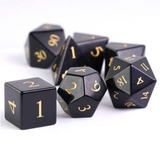 Obsidian - Engraved with Gold Stone Dice Foam Brain Games
