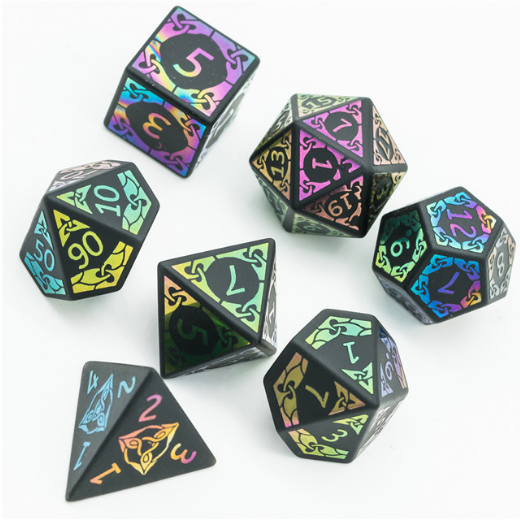 Obsidian and Rainbow Flourish Stone Dice Foam Brain Games