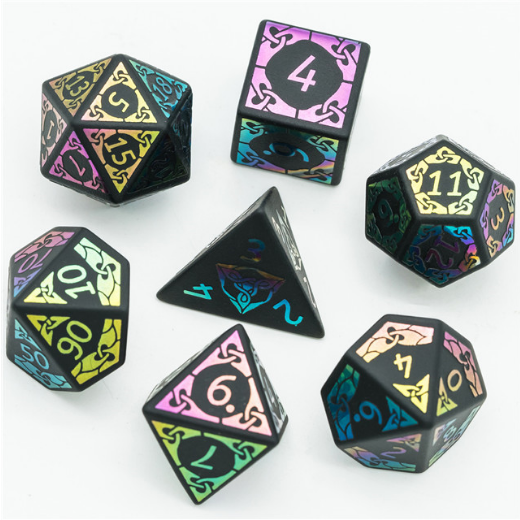 Obsidian and Rainbow Flourish Stone Dice Foam Brain Games