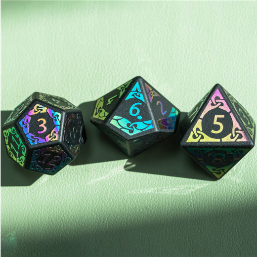 Obsidian and Rainbow Flourish Stone Dice Foam Brain Games