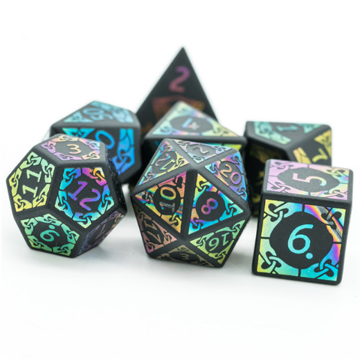 Obsidian and Rainbow Flourish Stone Dice Foam Brain Games