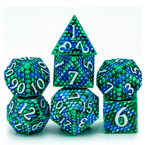 Dragon Scale: Ocean - Metal RPG Dice Set Metal Dice Foam Brain Games