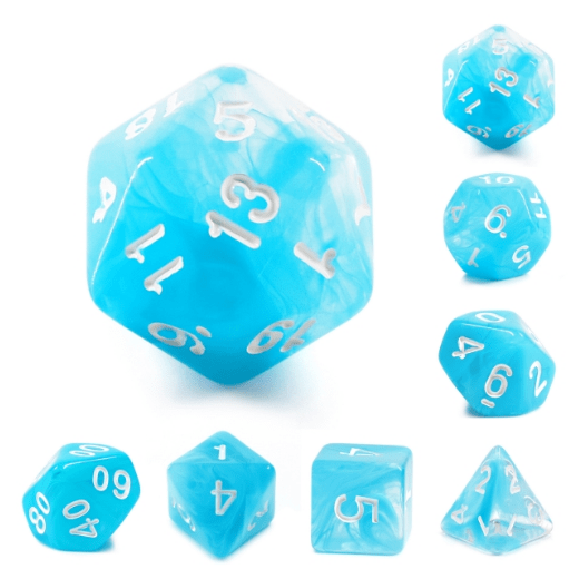 Ocean Swirl RPG Dice Set Plastic Dice Foam Brain Games