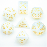 Opalite and Flourish - Gemstone Engraved with Gold Stone Dice Foam Brain Games