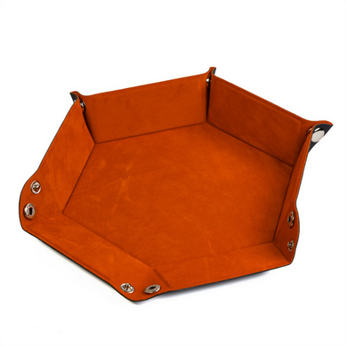 Leatherette & Velvet Dice Tray (Orange Hex) Dice Tray Foam Brain Games